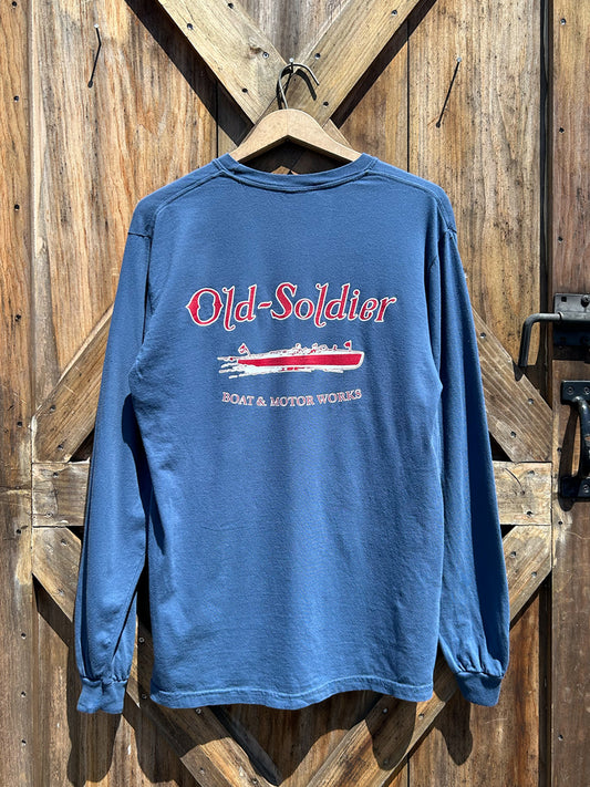Boat & Motor Long Sleeve Pocket Tee - Marine Blue