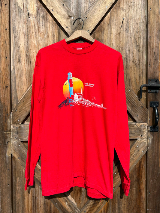 Montauk Lighthouse Long Sleeve Tee - 1990s