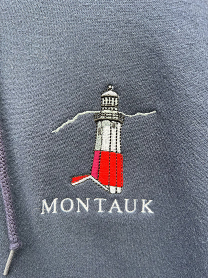 Montauk Lighthouse Zip Up Hoodie - Navy - 1990s