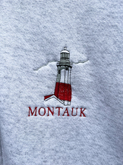Montauk Lighthouse Zip Up Hoodie - Gray - 1990s