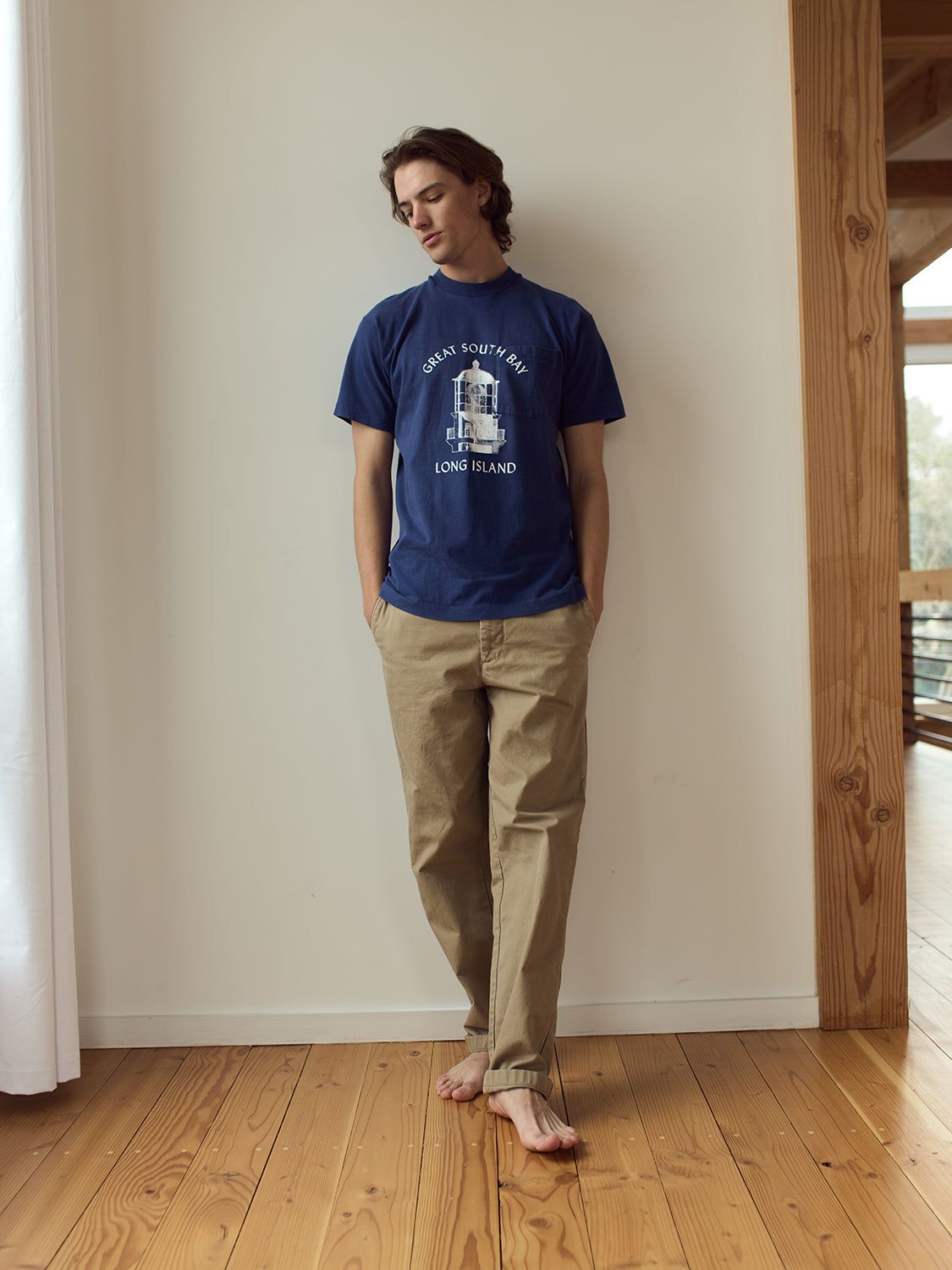 Light Keeper's Tee - Upcycled - Blue Pocket - Large
