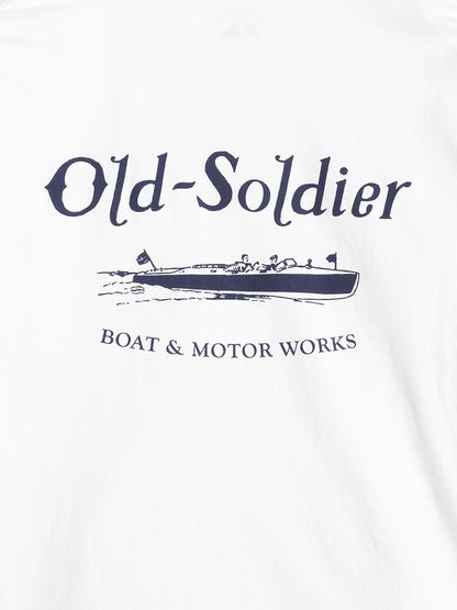 Boat & Motor Long Sleeve Pocket Tee - White